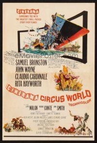 4c079 CIRCUS WORLD herald '64 Claudia Cardinale, John Wayne, cool different artwork, Cinerama!