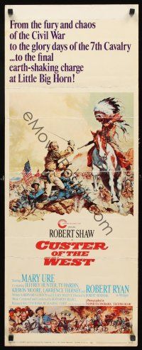 4c036 CUSTER OF THE WEST insert '68 art of Robert Shaw vs Indians at the Battle of Little Big Horn
