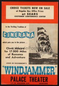 4c011 WINDJAMMER 10x15 special poster '58 sailing documentary by Louis De Rochemont in Cinerama!