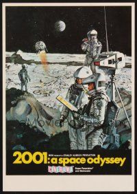 4c019 2001: A SPACE ODYSSEY mini WC '68 Kubrick, art of astronauts on moon by McCall, Cinerama!
