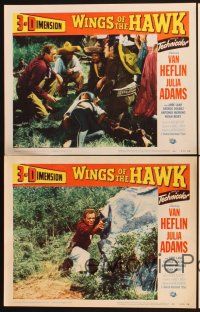 4c105 WINGS OF THE HAWK 7 LCs '53 Van Heflin, Julia Adams, directed by Budd Boetticher, 3-D!