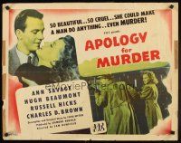 4d027 APOLOGY FOR MURDER 1/2sh '45 Ann Savage could make Hugh Beaumont do anything, even murder!