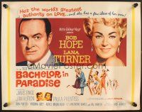 4d033 BACHELOR IN PARADISE 1/2sh '61 world's greatest lover Bob Hope romances sexy Lana Turner!