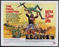 4d038 BATTLE FOR THE PLANET OF THE APES 1/2sh '73 great sci-fi artwork of war between apes & humans!