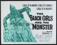 4d039 BEACH GIRLS & THE MONSTER 1/2sh '65 classic schlocky grade-Z movie, music by Frank Sinatra Jr