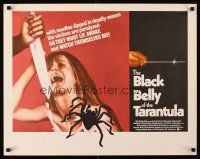 4d049 BLACK BELLY OF THE TARANTULA 1/2sh '72 art of huge spider, terrified girl attacked by knife!