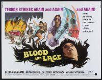 4d054 BLOOD & LACE 1/2sh '71 AIP, gruesome horror image of wacky cultist w/bloody hammer!