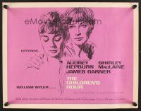 4d089 CHILDREN'S HOUR 1/2sh '62 close up artwork of Audrey Hepburn & Shirley MacLaine!