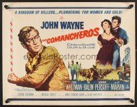 4d094 COMANCHEROS 1/2sh '61 artwork of cowboy John Wayne, directed by Michael Curtiz!
