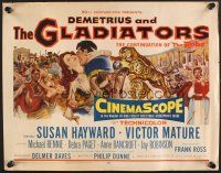 4d121 DEMETRIUS & THE GLADIATORS 1/2sh '54 art of Biblical Victor Mature & Susan Hayward!