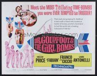 4d133 DR. GOLDFOOT & THE GIRL BOMBS 1/2sh '66 Mario Bava, Vincent Price & sexy half-dressed babes!