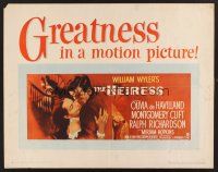 4d194 HEIRESS style A 1/2sh '49 William Wyler, romantic Olivia de Havilland & Montgomery Clift!