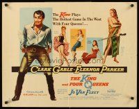 4d237 KING & FOUR QUEENS style A 1/2sh '57 art of Clark Gable, Eleanor Parker & sexy babes!