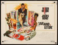 4d249 LIVE & LET DIE 1/2sh '73 art of Roger Moore as James Bond by Robert McGinnis!