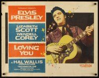 4d003 LOVING YOU style B 1/2sh '57 different image of Elvis Presley performing on stage w/guitar!