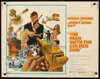 4d273 MAN WITH THE GOLDEN GUN 1/2sh '74 art of Roger Moore as James Bond by Robert McGinnis!