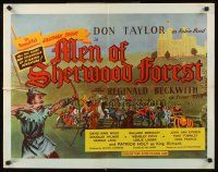 4d274 MEN OF SHERWOOD FOREST 1/2sh '56 art of Don Taylor as Robin Hood fighting many guards!