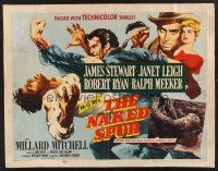 4d290 NAKED SPUR style A 1/2sh '53 art of strong man James Stewart & sexy bait Janet Leigh!