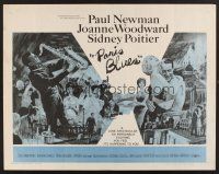 4d317 PARIS BLUES 1/2sh '61 art of Paul Newman, Joanne Woodward, Sidney Poitier & Louis Armstrong!