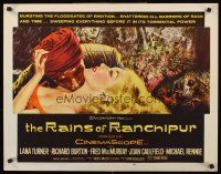 4d330 RAINS OF RANCHIPUR 1/2sh '55 Lana Turner, Richard Burton, rains couldn't wash their sin away!