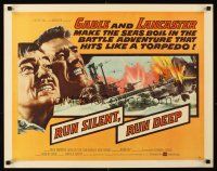 4d348 RUN SILENT, RUN DEEP style A 1/2sh '58 Clark Gable & Burt Lancaster in military submarine!