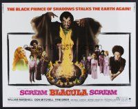 4d357 SCREAM BLACULA SCREAM 1/2sh '73 great image of black vampire William Marshall & Pam Grier!