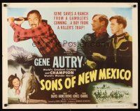 4d377 SONS OF NEW MEXICO style A 1/2sh '49 Gene Autry with crazy guy, girl & his horse Champion!