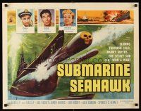 4d390 SUBMARINE SEAHAWK 1/2sh '59 cool skull head torpedo & Naval battle artwork!