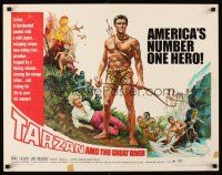 4d401 TARZAN & THE GREAT RIVER 1/2sh '67 art of Mike Henry in the title role w/sexy Diana Millay!