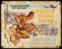 4d403 TARZAN & THE LOST SAFARI style A 1/2sh '57 great artwork of Gordon Scott in the title role!