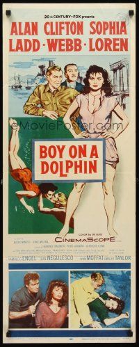 4e086 BOY ON A DOLPHIN insert '57 art of Alan Ladd & sexiest Sophia Loren, Clifton Webb!