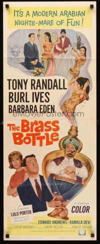 4e087 BRASS BOTTLE insert '64 great art of Tony Randall & Barbara Eden with genie Burl Ives!