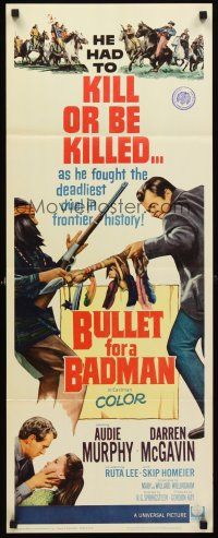 4e090 BULLET FOR A BADMAN insert '64 cowboy Audie Murphy is framed for murder by Darren McGavin!