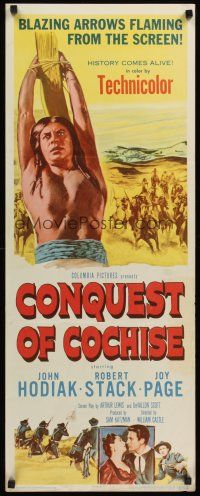 4e132 CONQUEST OF COCHISE insert '53 Robert Stack, artwork of Native American John Hodiak tied up!