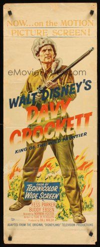 4e158 DAVY CROCKETT, KING OF THE WILD FRONTIER insert '55 Disney, classic art of Fess Parker!
