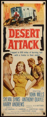 4e168 ICE COLD IN ALEX insert '61 John Mills & Sylvia Syms in the burning Hell of World War II