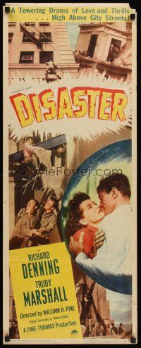 4e185 DISASTER insert '48 Richard Denning, Trudy Marshall, a towering drama of love & thrills!