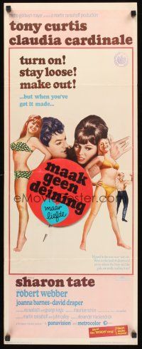 4e194 DON'T MAKE WAVES insert '67 Tony Curtis with super sexy Sharon Tate & Claudia Cardinale!