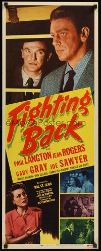 4e232 FIGHTING BACK insert '48 Paul Langton, Jean Rogers, Gary Gray, Joe Sawyer & Tommy Ivo!