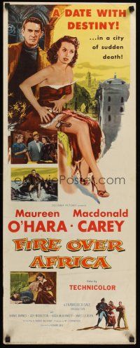4e239 MALAGA insert '54 art of pretty Maureen O'Hara w/gun in stocking, Macdonald Carey!