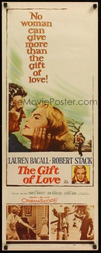 4e276 GIFT OF LOVE insert '58 great romantic close up art of Lauren Bacall & Robert Stack!
