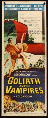 4e288 GOLIATH & THE VAMPIRES insert '64 Gordon Scott must save kidnapped women from an evil zombie!