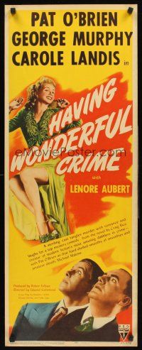 4e323 HAVING WONDERFUL CRIME insert '44 sexy Carole Landis, Pat O'Brien, George Murphy!