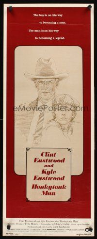 4e348 HONKYTONK MAN insert '82 cool art of Clint Eastwood & his son Kyle Eastwood by J. Isom!