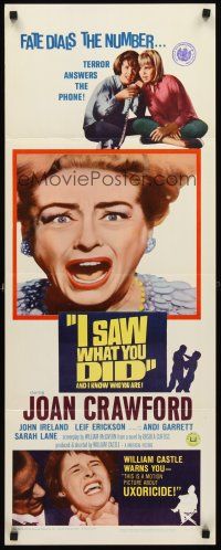 4e365 I SAW WHAT YOU DID insert '65 Joan Crawford, William Castle, you may be the next target!