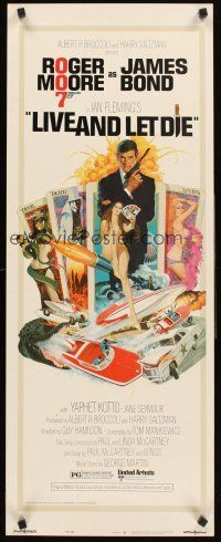 4e399 LIVE & LET DIE insert '73 art of Roger Moore as James Bond by Robert McGinnis!