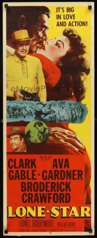 4e400 LONE STAR insert '51 Clark Gable with gun & close up kissing sexy Ava Gardner!