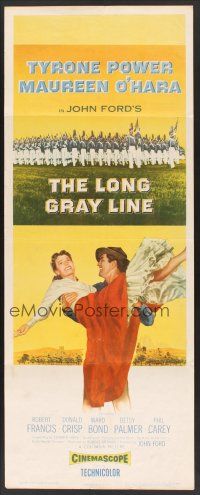 4e401 LONG GRAY LINE insert '54 art of Tyrone Power carrying Maureen O'Hara, plus West Point cadets!
