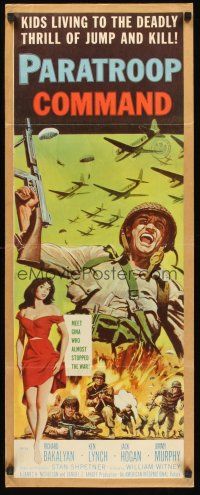 4e432 PARATROOP COMMAND kraftbacked insert '59 WWII kids living to the deadly thrill of jump & kill!