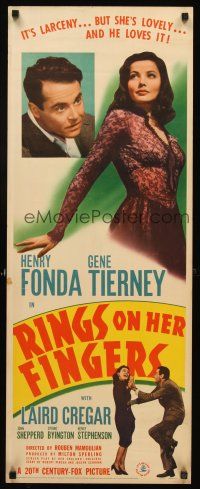 4e448 RINGS ON HER FINGERS insert '42 great close up of sexy Gene Tierney & Henry Fonda!
